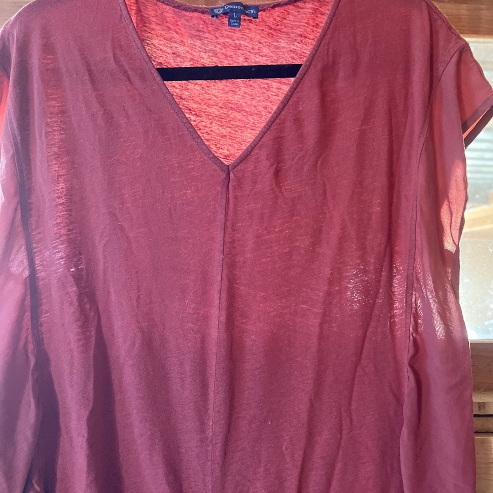 Democracy Red Tie Front Blouse